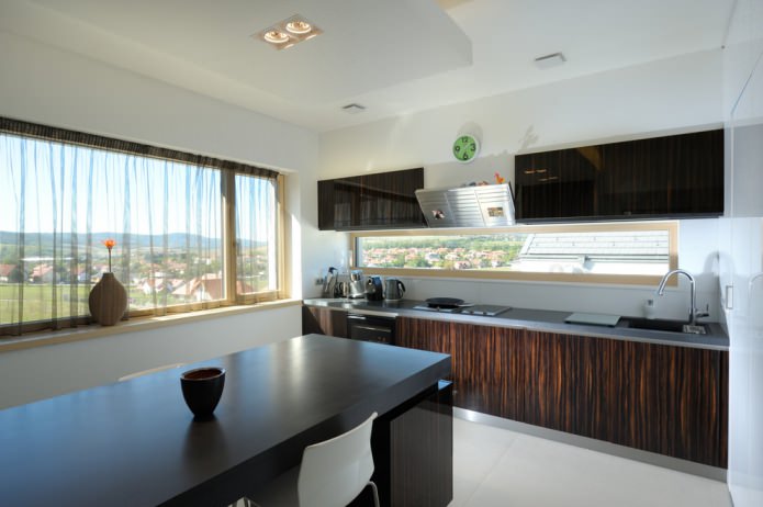 tul para el alféizar de la ventana de la cocina