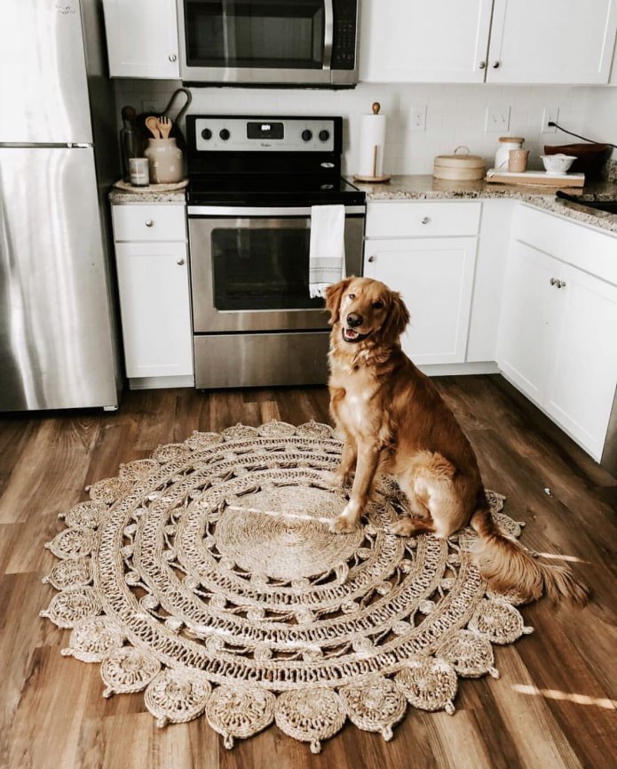 alfombra de punto en la cocina
