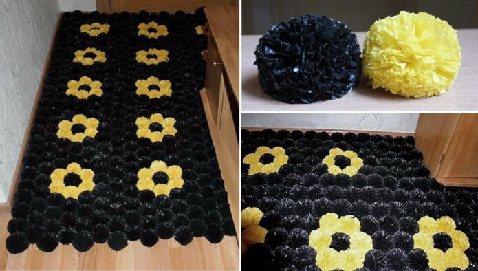 Una alfombra hecha de bolsas