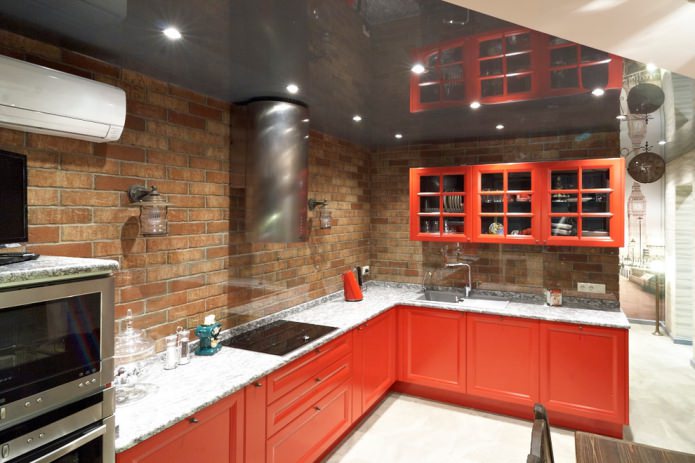 Delantal de cocina de ladrillo rojo