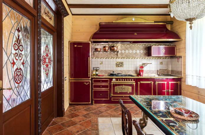 Juego de cocina rojo clásico