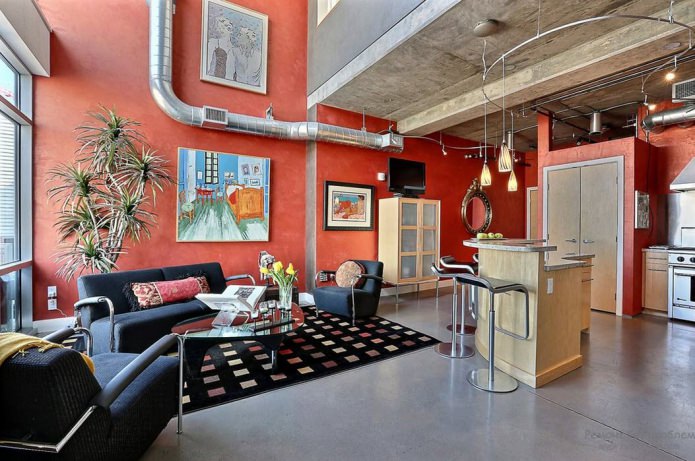 cocina-salón estilo loft
