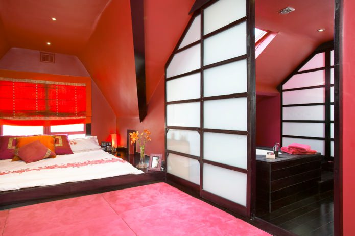 dormitorio en tonos rojos 