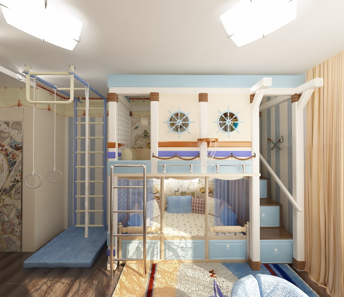 Habitación infantil con zona deportiva