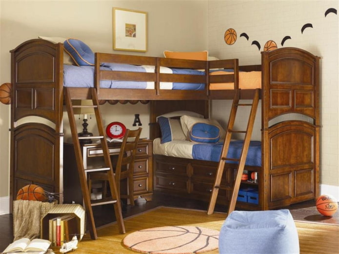 muebles de esquina en la habitación infantil