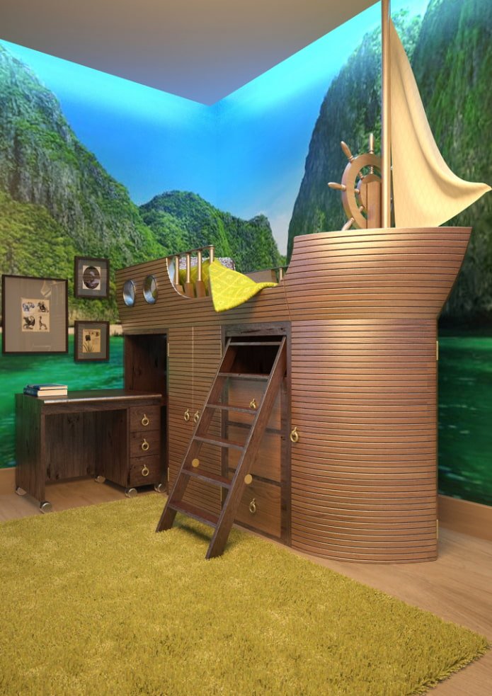 dormitorio infantil en estilo pirata