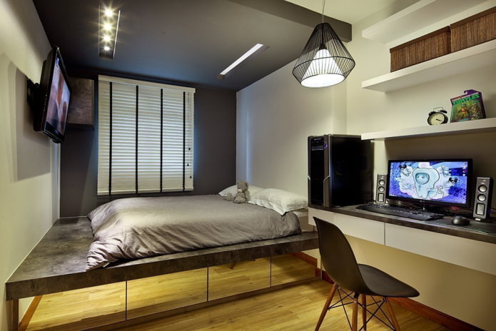 diseño de cama podio en el interior