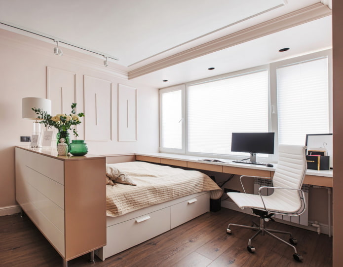 cama y zona de trabajo