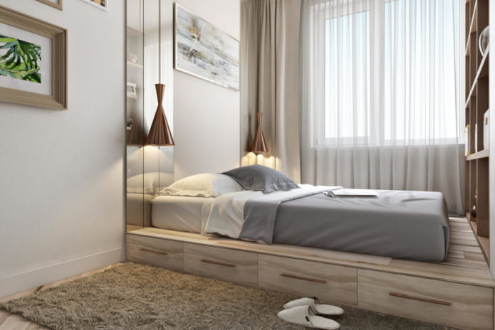 Cama en un podio
