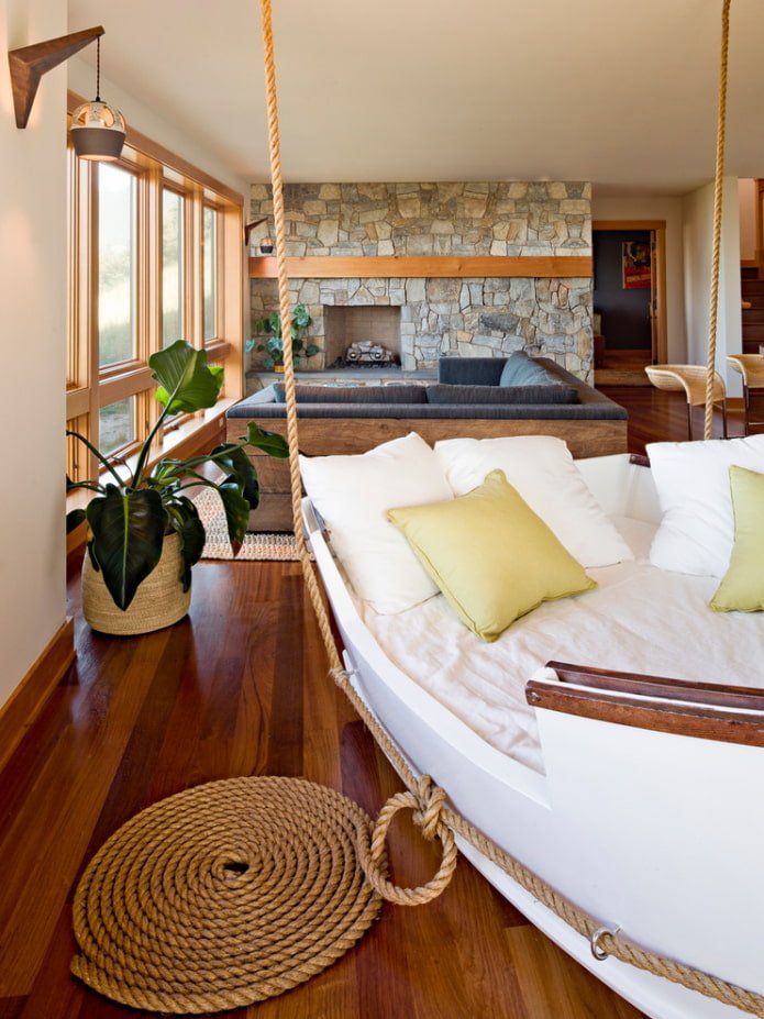 Estilo ecológico en el dormitorio-salón