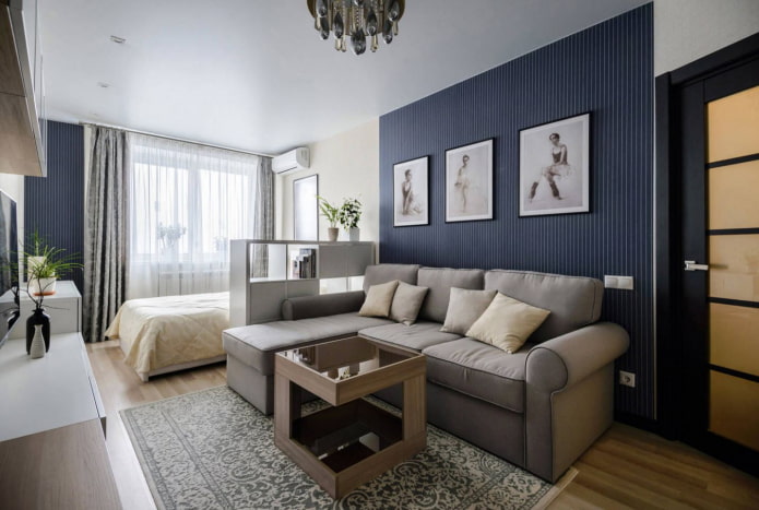 sofá con cama en un apartamento de una habitación