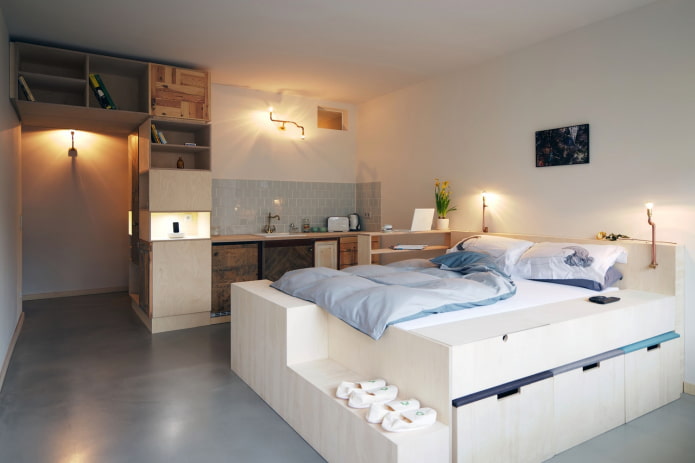 cama podio en la sala