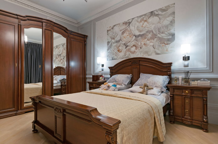 cama en el interior de estilo clásico