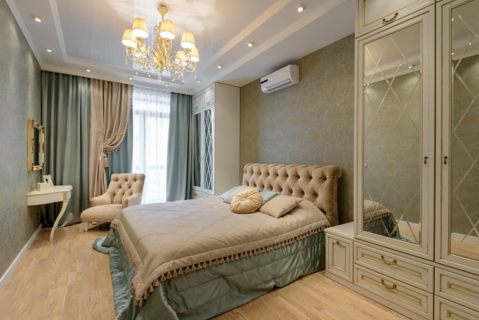cama en el interior de estilo neoclásico