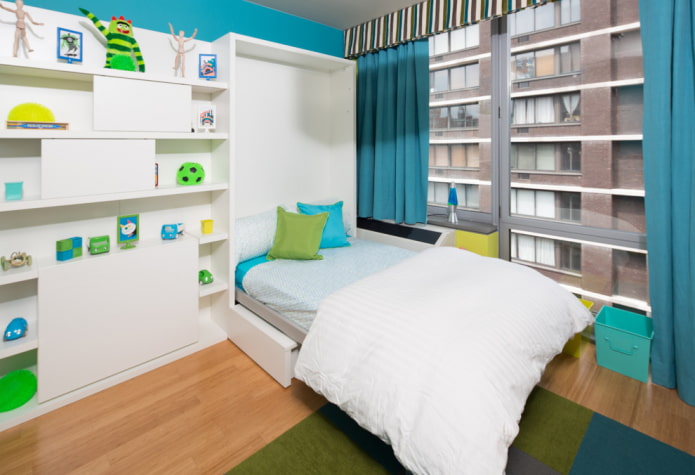 cama empotrada en la habitación infantil