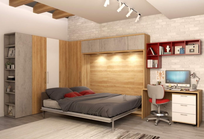cama armario con espacio de trabajo