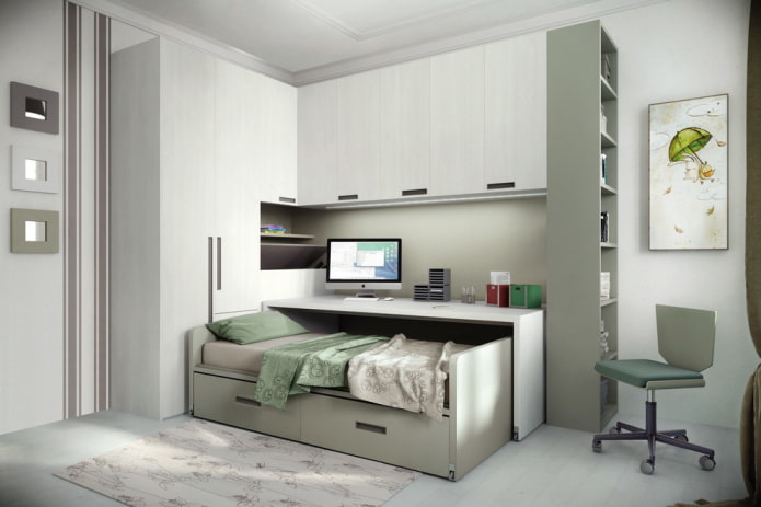 Cama transformable en el interior