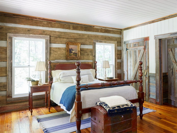 Cama de madera estilo chalet