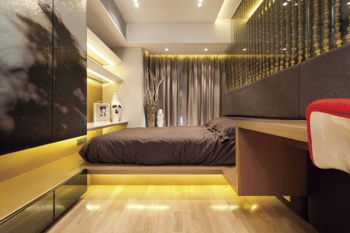 cama de madera de estilo alta tecnología