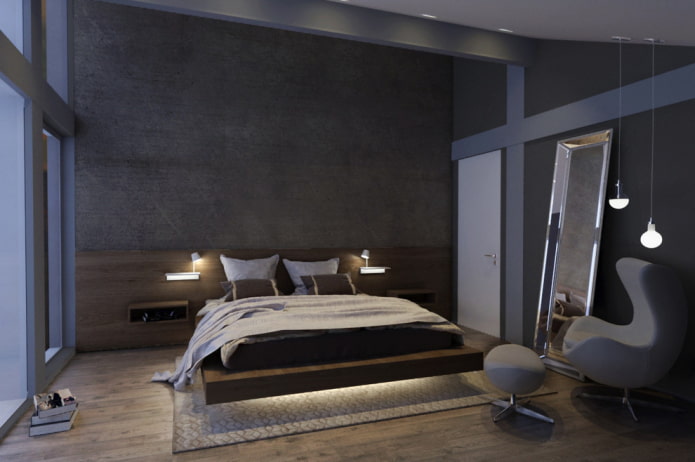Cama flotante con iluminación en el interior