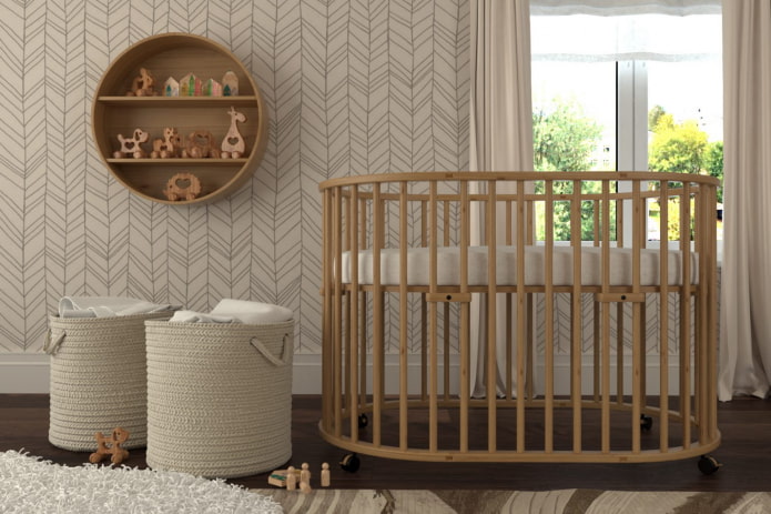 cama corral de madera en el interior