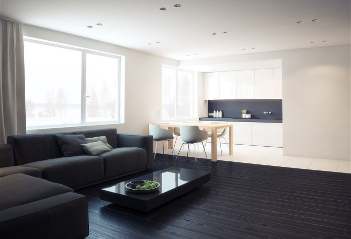 Cocina-sala de estar minimalista