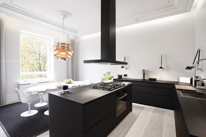 Cocina con isla minimalista