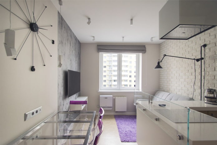diseño de una cocina-salón rectangular