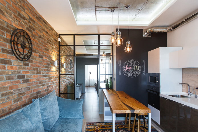 zonificación de una cocina-salón de 12 metros cuadrados