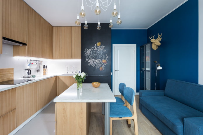 zonificación de una cocina-salón de 12 metros cuadrados