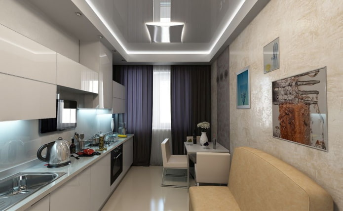 diseño de la cocina-salón en estilo hi-tech