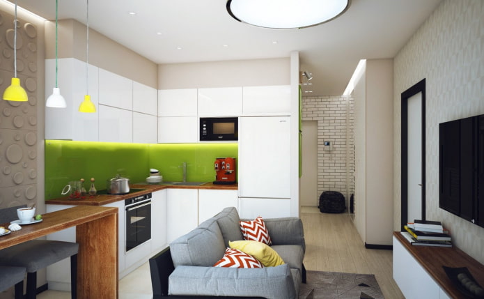 Diseño de cocina-salón en estilo moderno