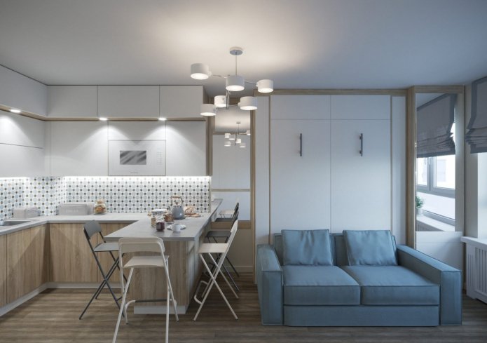 Zonificación con un conjunto de cocina en forma de U