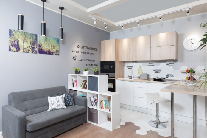 Zonificación de una cocina-salón de 16 metros cuadrados