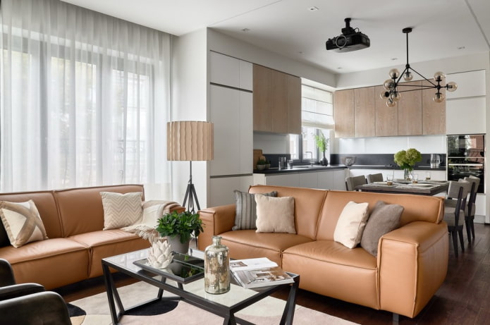 Disposición de muebles en el interior de la cocina-salón