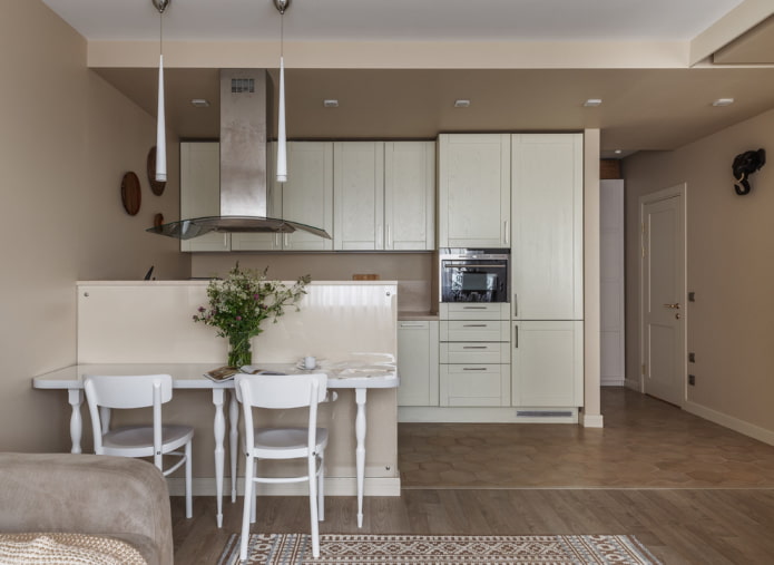 zonificación de una cocina-sala de estar de 30 metros cuadrados