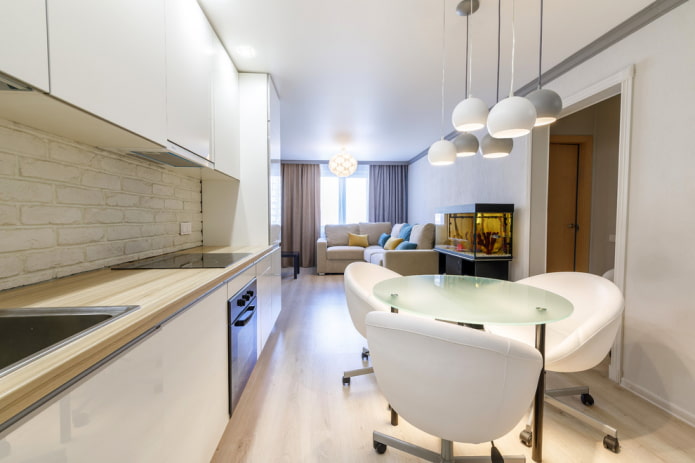 diseño de cocina-salón rectangular
