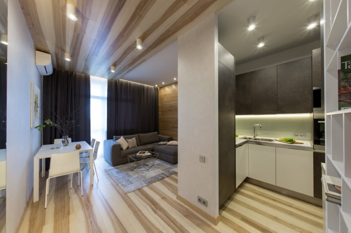 diseño de cocina-salón rectangular