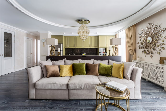 diseño de cocina-salón cuadrado