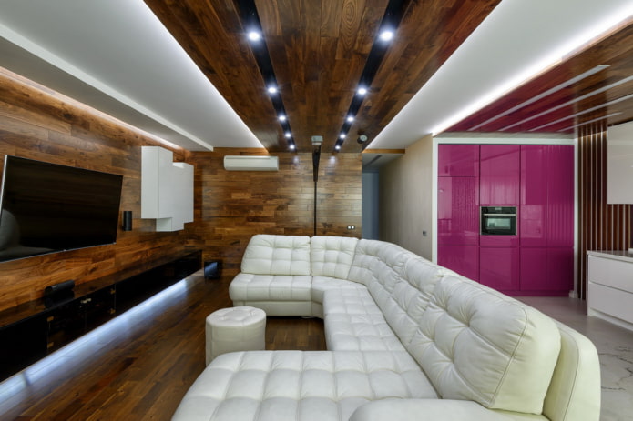 diseño de cocina-salón cuadrado