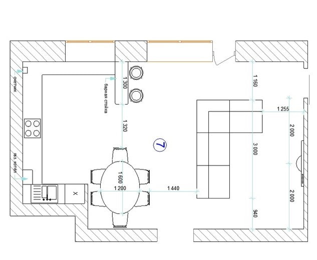 Disposición de una cocina-salón de 30 m²