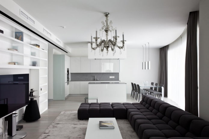 diseño de cocina-salón en estilo minimalista Estilo