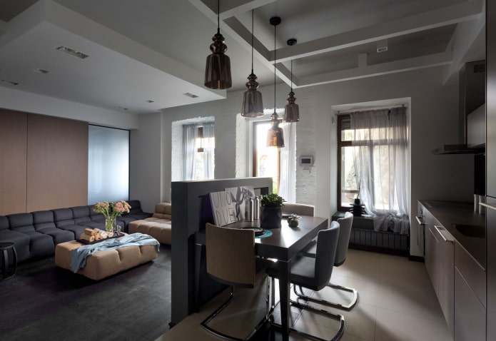 Diseño de una cocina-salón cuadrada