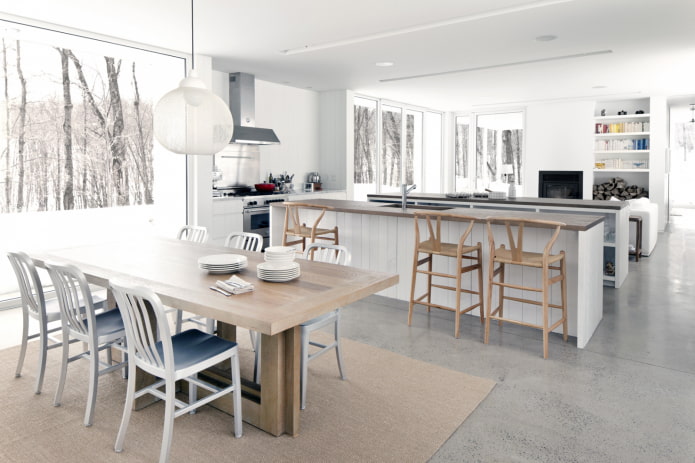 Cocina-salón escandinava