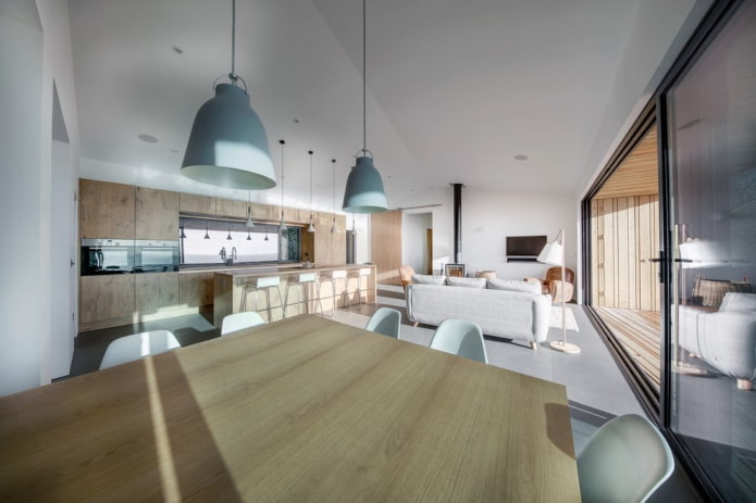 Interior moderno de una cocina-salón