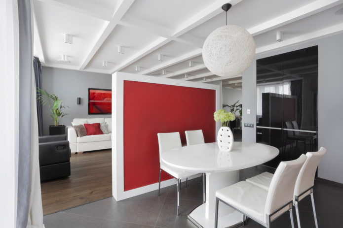 Interior de una cocina-salón de estilo tecnológico