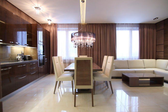 Interior de una cocina-salón de estilo moderno