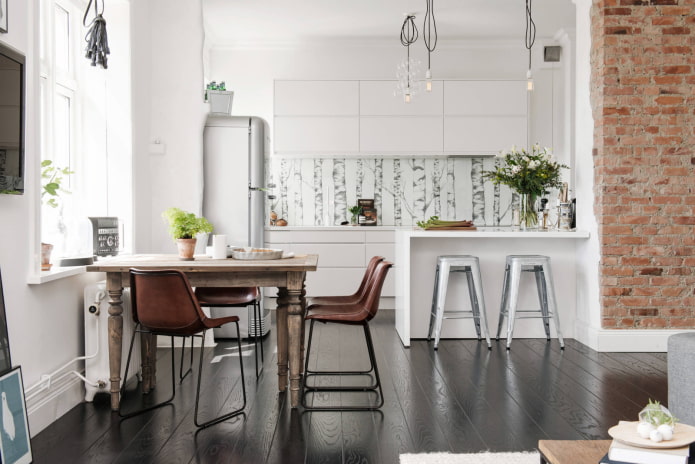 Sala de estar y cocina escandinava
