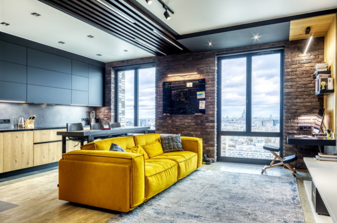 sofá luminoso de estilo loft
