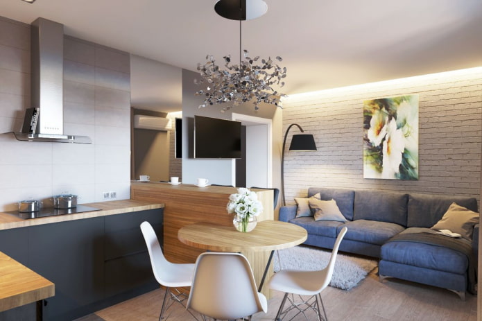 sofá en el interior de la cocina-salón